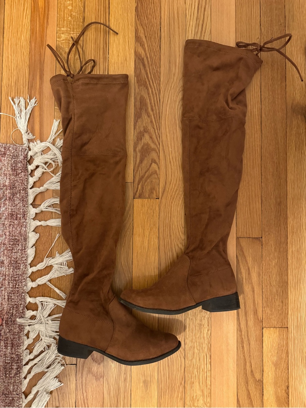 Over-the-Knee Faux Suede Boots in Brown